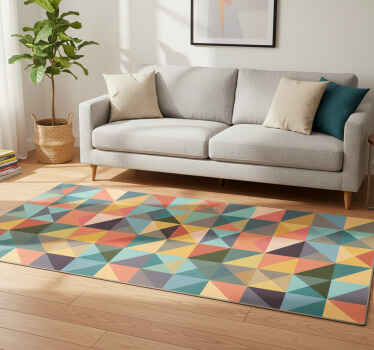 Geometric vinyl rug with colorful patterns - TenStickers