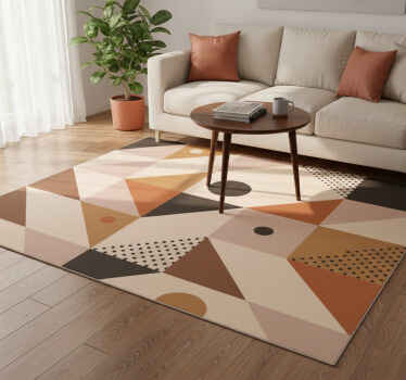 Geometric vinyl rug in brown patchwork design - TenStickers