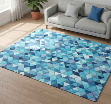 Geometric vinyl rug in blue abstract design - TenStickers