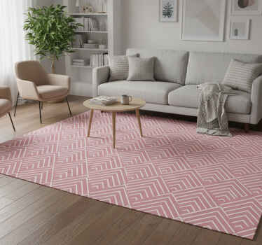 Geometric vinyl rug in red parallelograms and hexagons - TenStickers