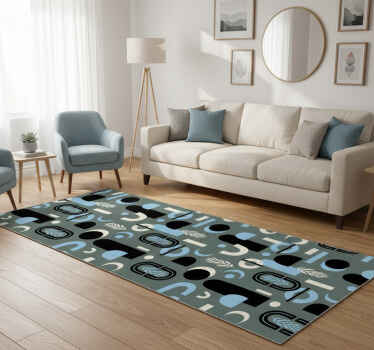 Geometric vinyl rug with abstract shape design - TenStickers