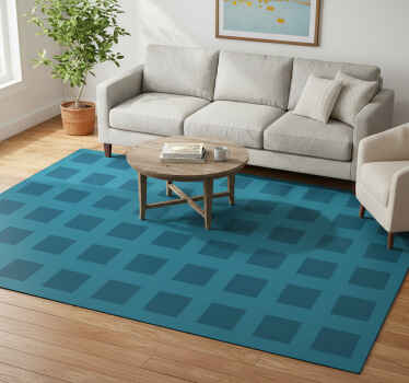 Geometric vinyl rug in blue square pattern - TenStickers