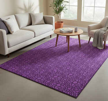 Geometric vinyl rug with purple circle flowers - TenStickers