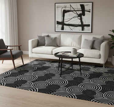 Geometric vinyl rug with black circle design - TenStickers