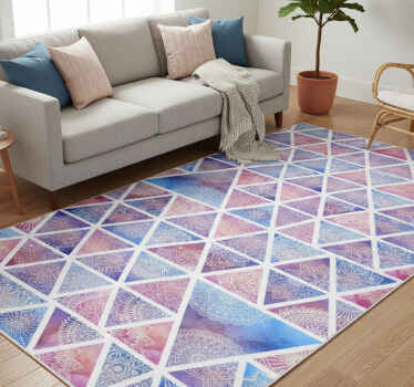 Geometric vinyl rug with ethnic floral triangles - TenStickers