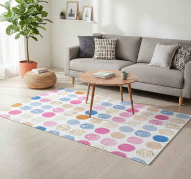 Geometric vinyl rug with colorful dot pattern - TenStickers