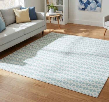 Geometric vinyl rug with blue and white diamonds design - TenStickers