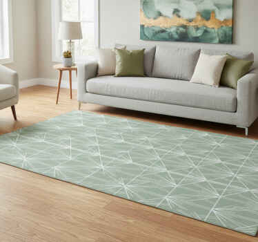 Geometric vinyl rug in modern green and white design - TenStickers