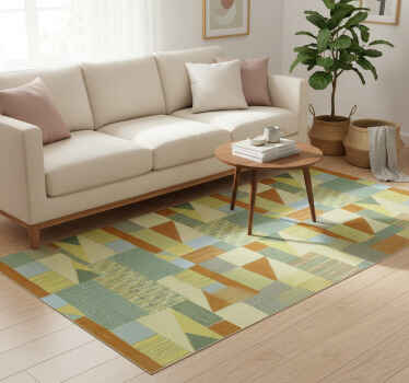 Geometric vinyl rug in colorful triangle patchwork - TenStickers