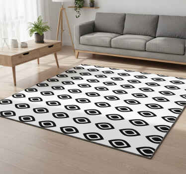 Geometric vinyl rug in black and white shapes - TenStickers