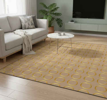 Geometric vinyl rug with golden circle pattern - TenStickers