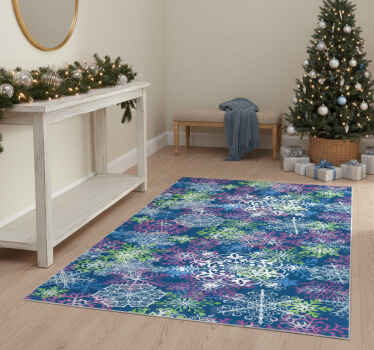 乙烯基地毯圣诞 蓝色背景上的闪耀雪花 - TenStickers