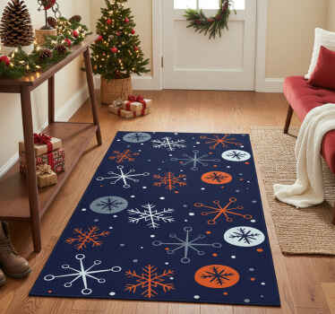 乙烯基地毯圣诞蓝橙色雪花 - TenStickers