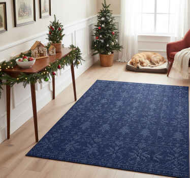Christmas vinyl rug in navy blue knitted pattern - TenStickers