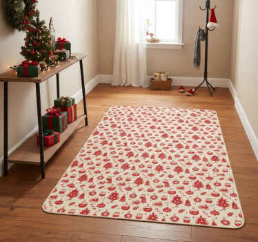 Christmas vinyl rug with a cute red and pink pattern - TenStickers