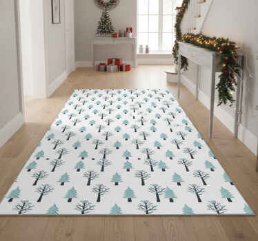 Christmas vinyl rug tree in the snow design - TenStickers