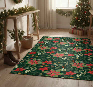 Christmas vinyl rug with leaf decorations - TenStickers