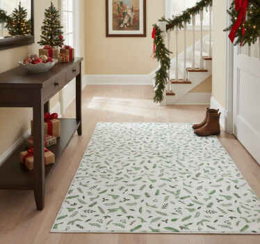 Christmas vinyl rug with leaves pattern design - TenStickers