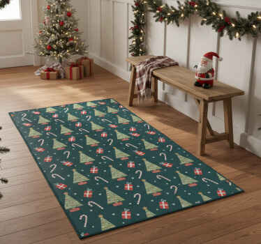 Christmas vinyl rug with vibrant trees and gifts - TenStickers