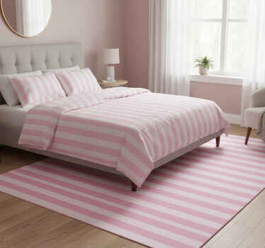 Pink striped interior bedroom vinyl rug - TenStickers