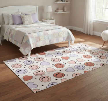 Bedroom vinyl rug with love and heart emojis - TenStickers