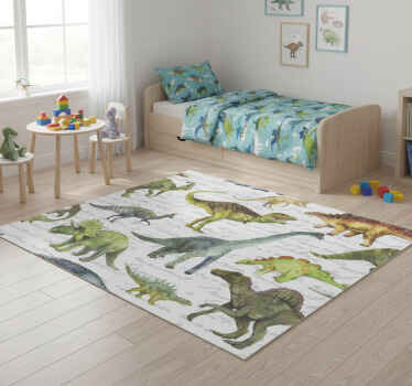 Bedroom vinyl rug with lifelike dinosaurs - TenStickers