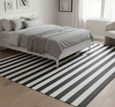 Black and white checkered bedroom vinyl rug - TenStickers