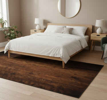 Bedroom vinyl rug in rustic dark brown wood - TenStickers