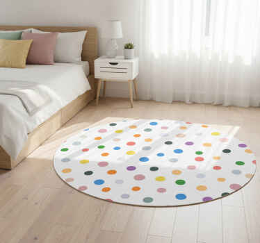 Bedroom vinyl rug with colorful dots on white - TenStickers
