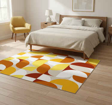 Vintage style orange and yellow bedroom vinyl rug - TenStickers