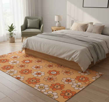 Bedroom vinyl carpet with orange smiley faces - TenStickers