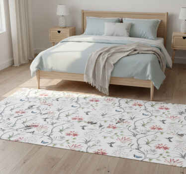 Bedroom vinyl rug with bird and butterfly branches - TenStickers