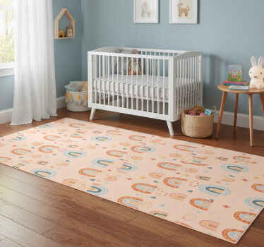 Bedroom vinyl rug with rainbow pattern on light background - TenStickers