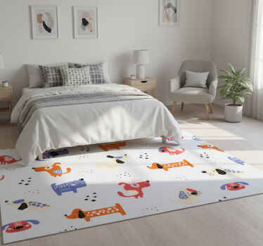 Bedroom vinyl rug with illustrated dogs - TenStickers