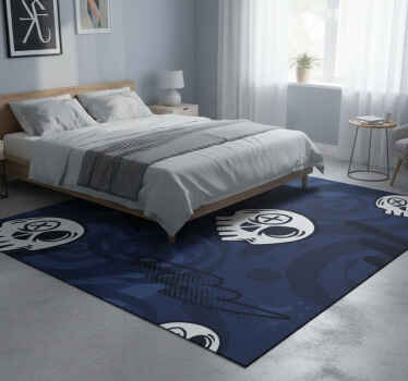Bedroom vinyl rug graffiti skull design - TenStickers