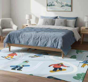 Bedroom vinyl rug with blue skiing design - TenStickers