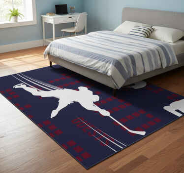 Hockey player bedroom vinyl rug - TenStickers
