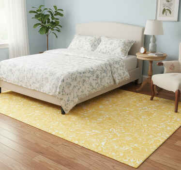 Yellow floral grandmillenial style bedroom vinyl rug - TenStickers