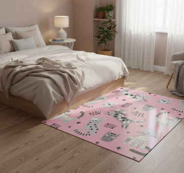 Stylish cats bedroom vinyl rug - TenStickers