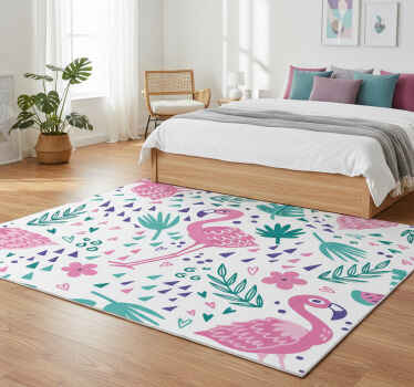 Flamingo pattern bedroom vinyl rug - TenStickers