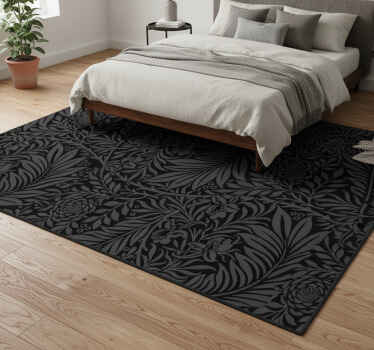 Black abstract patterns halloween bedroom vinyl rug - TenStickers