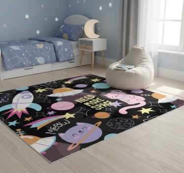 Kids vinyl rug cats in space - TenStickers