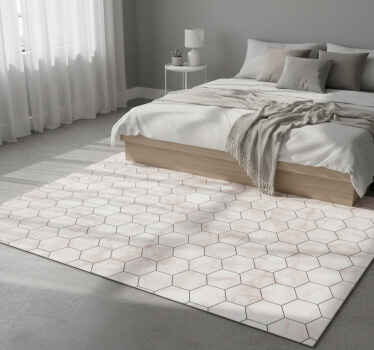 Bedroom vinyl rug with marble hexagon design - TenStickers