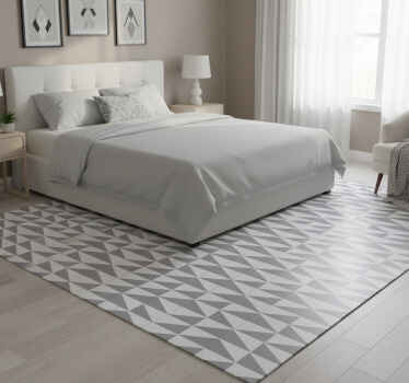 Bedroom vinyl rug in gray triangles - TenStickers