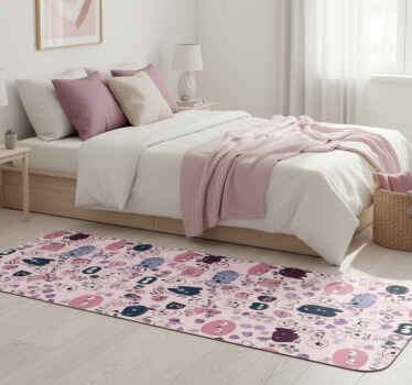 Bedroom vinyl rug with pink cat fashion design - TenStickers