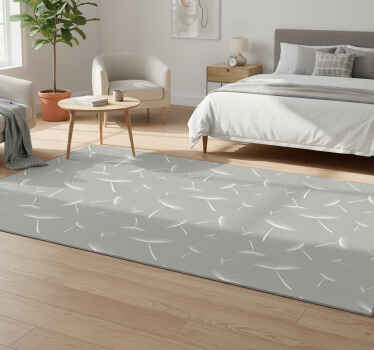 Grey flowery light bedroom vinyl rug - TenStickers
