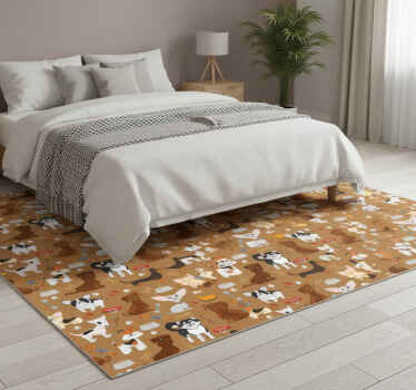Bedroom vinyl rug with various cute dog patterns - TenStickers