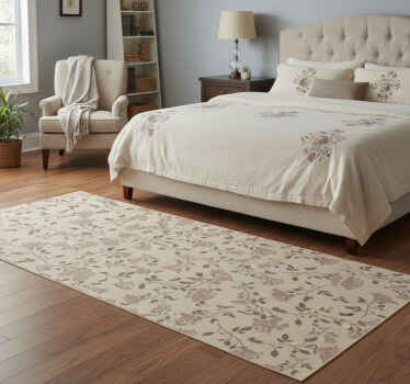 Bedroom vinyl rug in brown vintage rose design - TenStickers