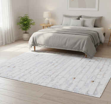 Bedroom vinyl rug in white brick pattern with wear - TenStickers