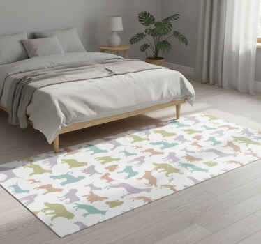 Bedroom vinyl rug with pastel dog silhouettes - TenStickers